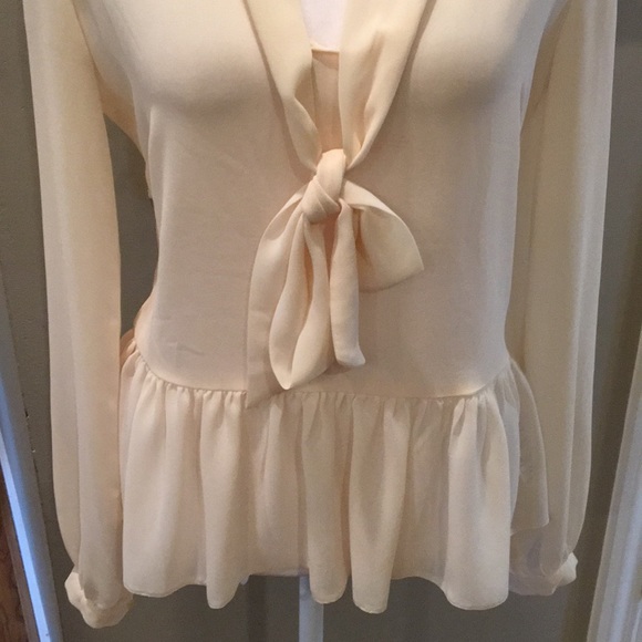 ASOS Cream Ruffle Hem Blouse - Picture 3 of 8